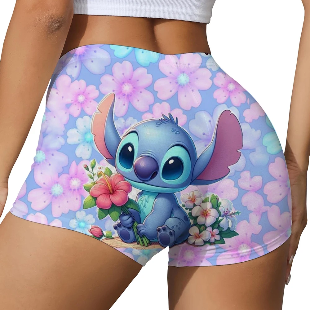 Benutzerdefinierte SLilo und Stitch Cartoon Gym Biker Laufshorts Damen Anime Workout Yoga Shorts