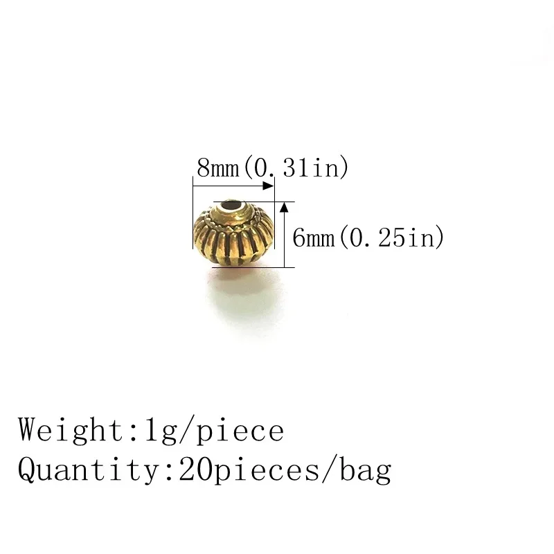 New 20pcs 6*8MM Retro Patina Plated Zinc Alloy Green Golden Round Pumpkin Beads for DIY Bracelet Jewelry Accessories