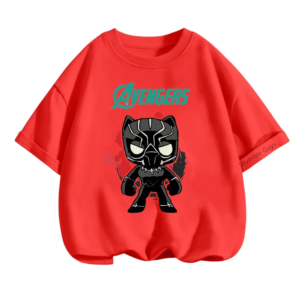 Letnie Avengers czarna pantera T-shirt dziecięcy dorywczo chłopięce ubrania dziewczęce śmieszne fajne chłopięce dzieci Marvel Harajoku Streetwear