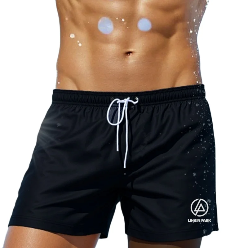 

2025 Summer Men'S Beach Shorts Urban Print Beach Trunks Jogging Casual Pants Quick Drying Swimming Homme Surf Lightweight Shorts