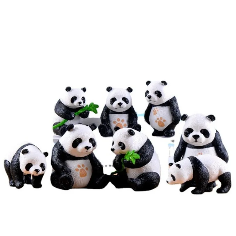 4pcs/Set Cute Cartoon Panda Toy Figurines PVC Handicraft Cake Accessories Miniatures Mini DIY Ornament Fairy Ggarden Miniature