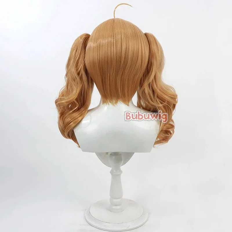 CySynthetic Hair 이바라기 요시미 코스프레 가발 블루 아카이브 이바라기 요시미 물결 모양의 오렌지 브라운 포니테일 가발 내열성