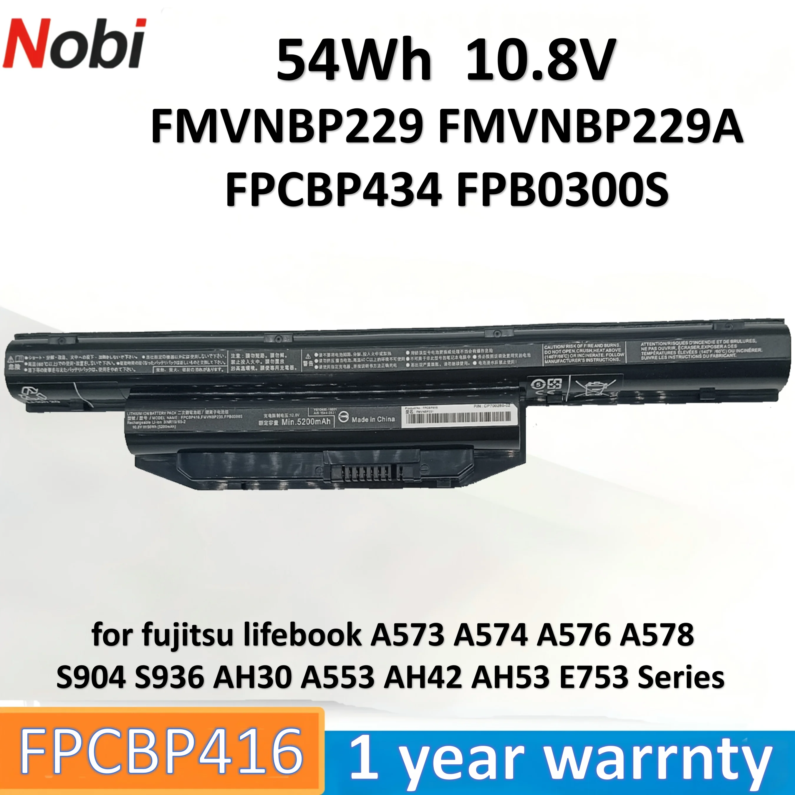 

Nobi FPCBP416 FMVNBP229 FMVNBP229A FPCBP434 FPB0300S battery for Fujitsu lifebook A573 A574 A576 A578 S904 S936 AH30 A553 AH42