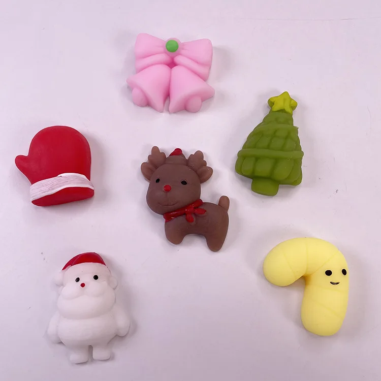 5-50Pcs Christmas Mochi Squishies Toys Kawaii Santa Claus Snowman Squeeze Stress Relief Toys New Year 2023 Christmas Gift