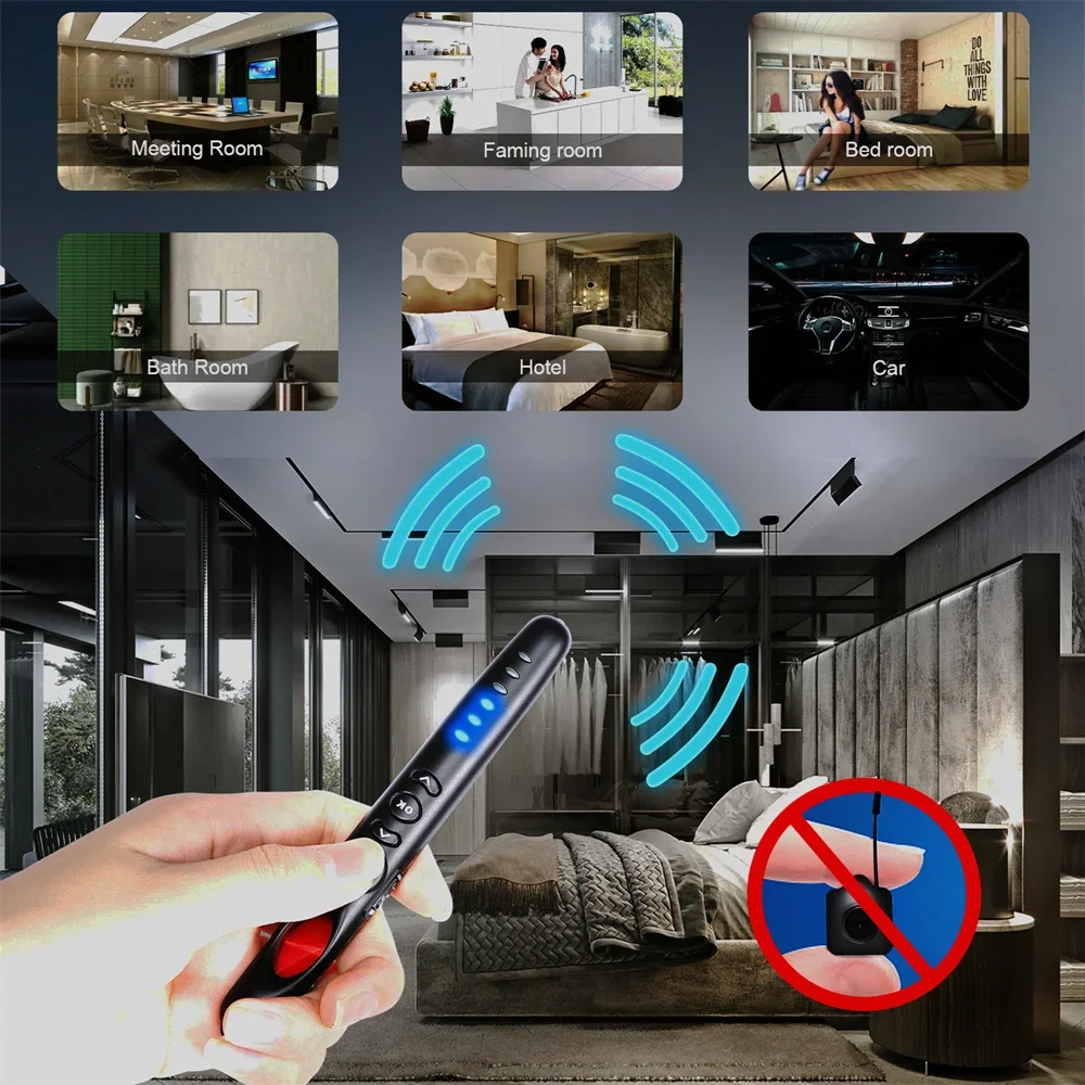 Hidden Camera Detector Anti-Spy Car GPS Tracker Listening Device Bug RF Wireless All Signal Scanner Gadget Security Protection