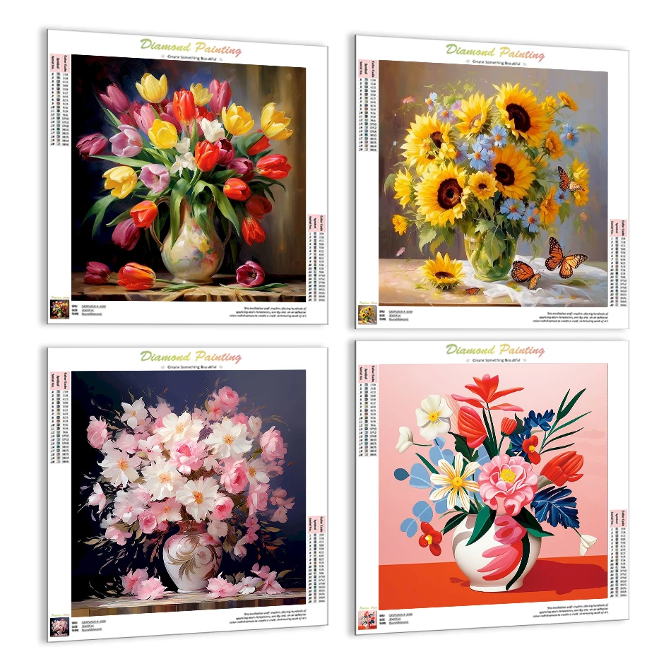 RUOPOTY-Diamond Painting New Arrival,Flowers Vase,Crystal,Full Square Drill,Dimond Art Paintings,Rhinestones, Arts Craft,Diy Kit