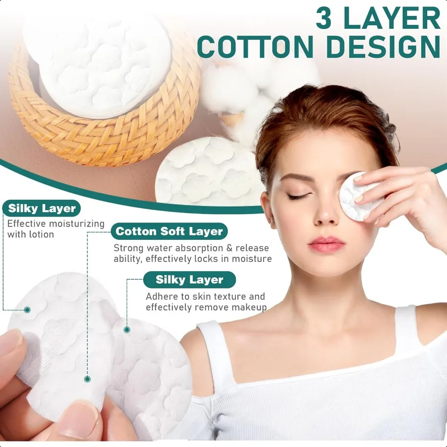 Premium Cotton Rounds for Face 400 Count Makeup Remover Pads 100 Pure Natural Facial Cleansing Round Pads for Makeup Removal Na
