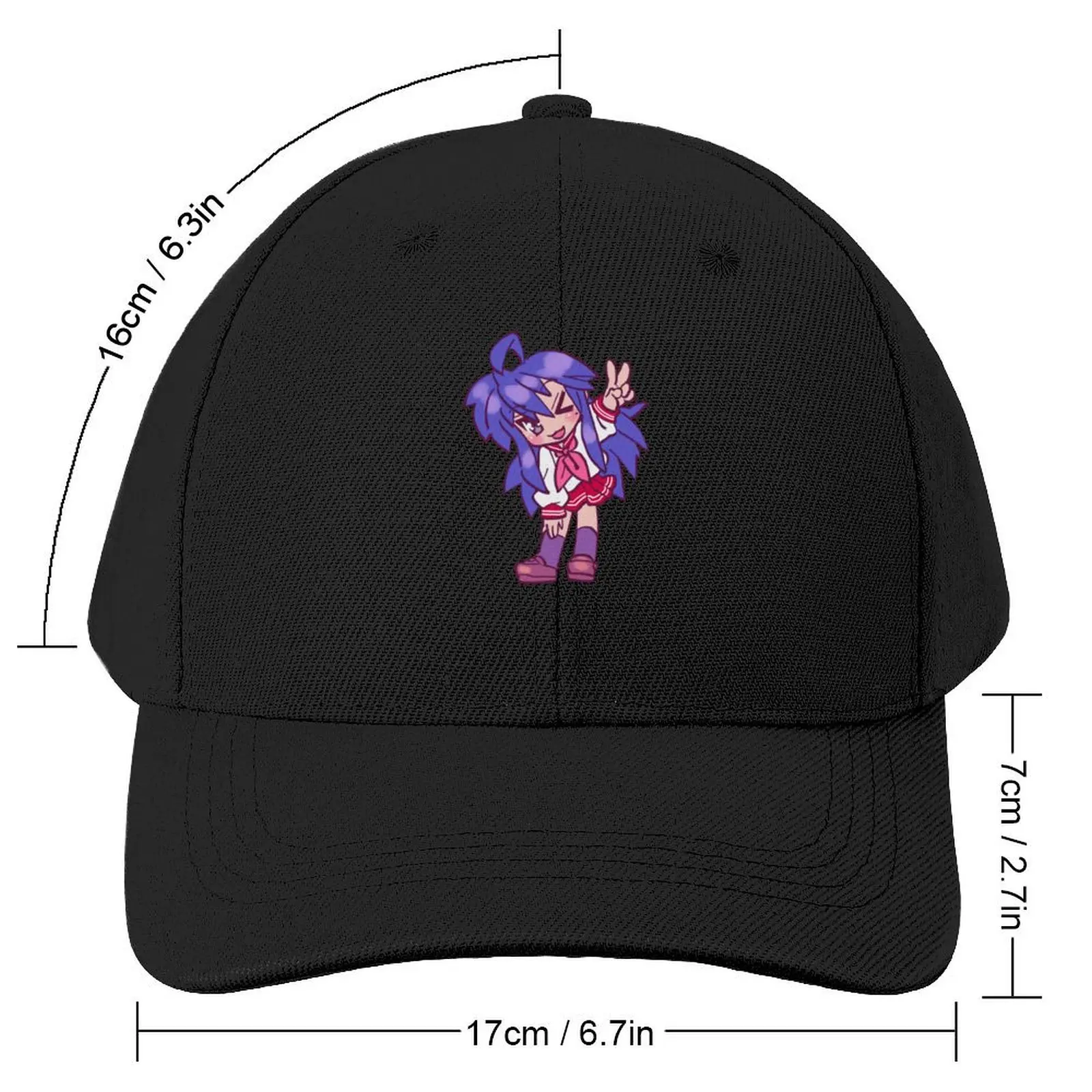 I draw bright pink chibi izumi konata doing a peace sign / lucky star Baseball Cap western Hat Trucker Hat Woman Men's