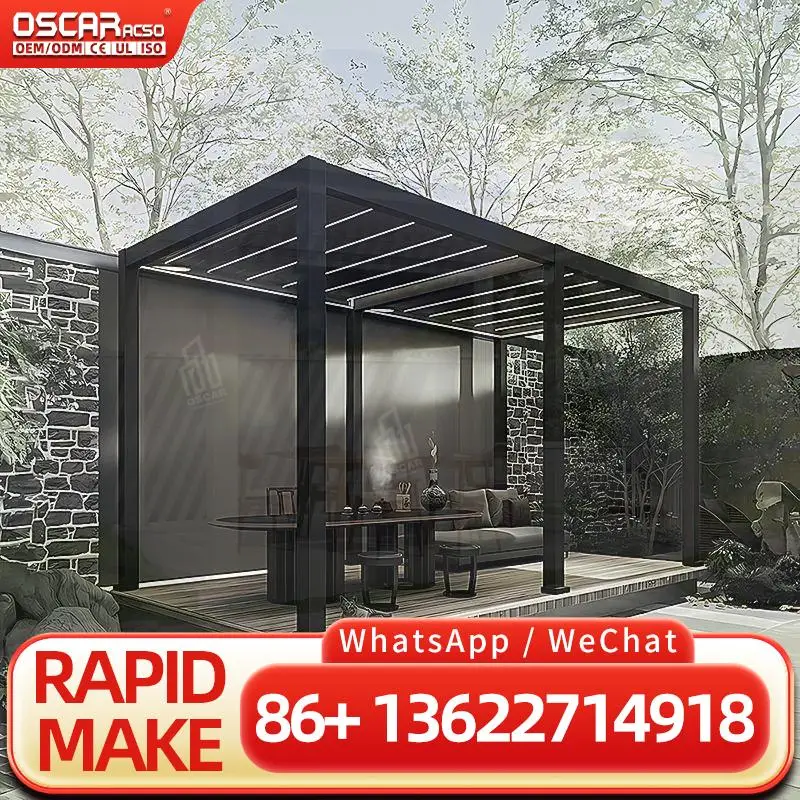 

SnowResistant Manual or Electric Louvered Aluminium Outdoor Sun Shades Pavilion Gazebo for Garden Use pergolas