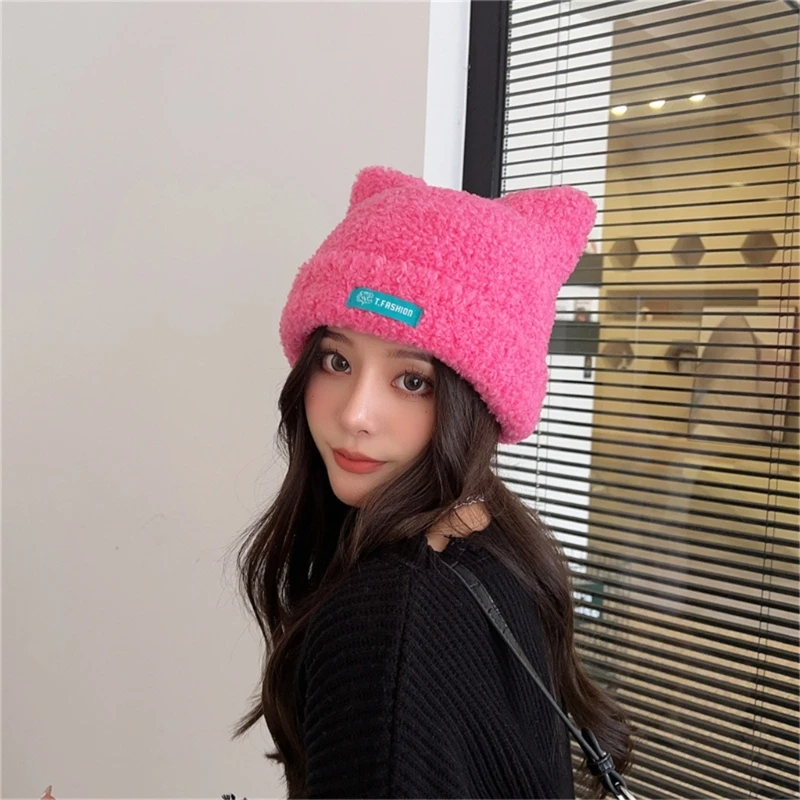 

Devil Horn Hat Skullies Beanie Little Devil Hat Ear Beanie Plush Ear Hat