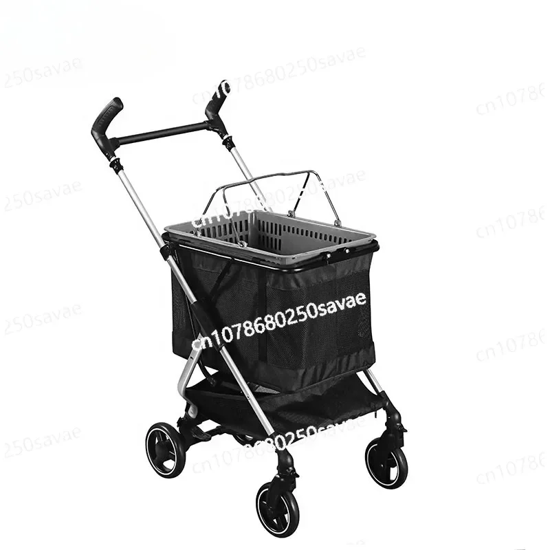 Luxury Shopping Cart Trolley  Aluminum Folding Cart Carrier Travel Elderly Outdoor Use