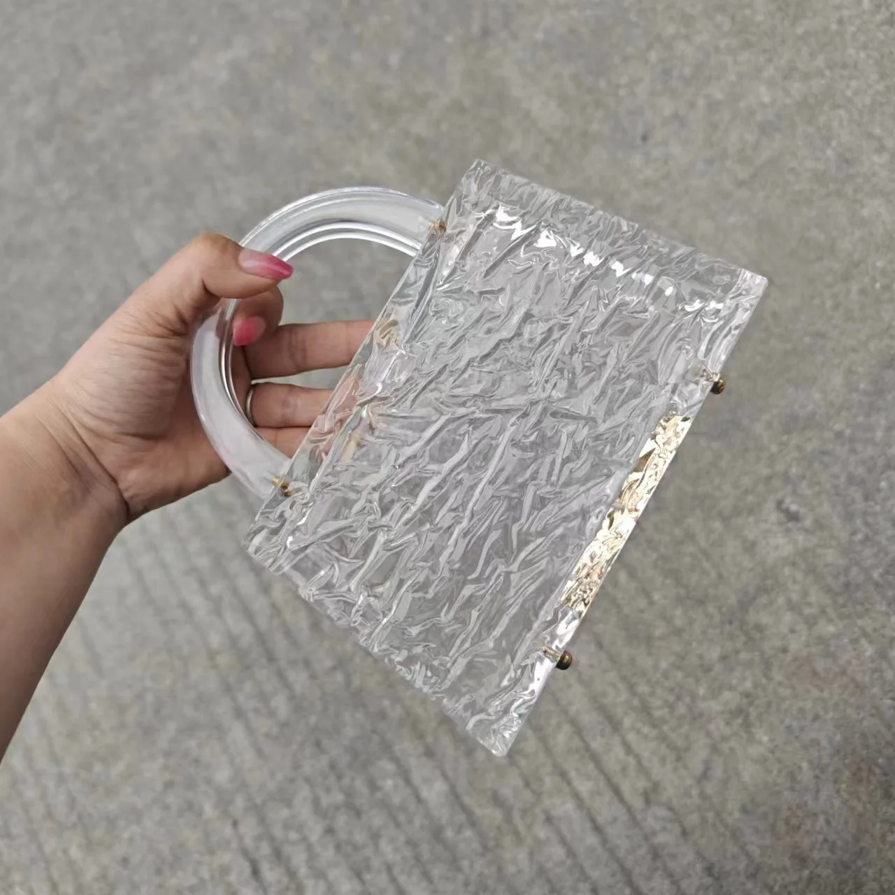 Clear Or Transparent Ice Acrylic Box Clutches Women Tote Party Chic Pro Pvc Plastic Evening Wedding Lady Beach Handbag And Purse