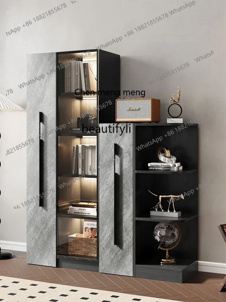 

ss cn8350 ss 8350 Side Pull Bookcase with Glass Door Solid Wood Display Study Living Room Low Cabinet