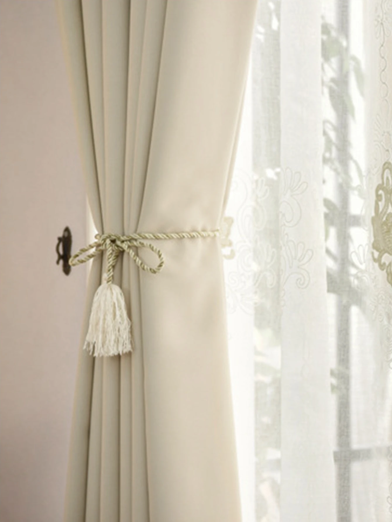 1pc Modern Blackout Curtains For Living Room Hall Elegant Beige Curtains For Bedroom Window Ready Made Finished Drapes Blinds