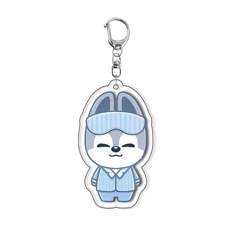 8 قطعة مجموعة واحدة KPOP ملابس نوم تصميم سلاسل المفاتيح الاكريليك لطيف حلقة رئيسية اكسسوارات حقيبة قلادة للهدايا المشجعين صديق #4