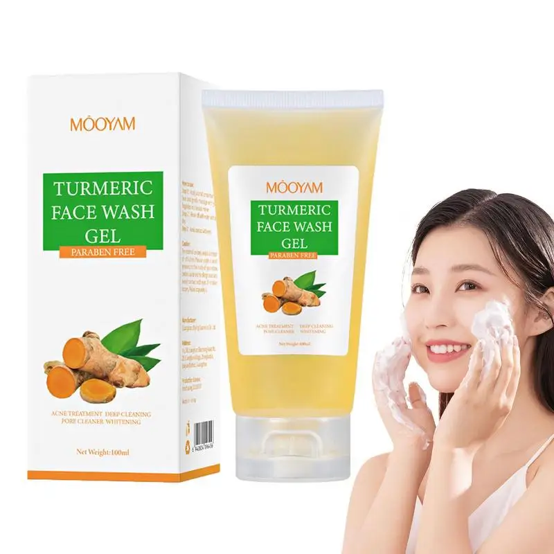 

Deep Cleaning Face Cleaner Calming Facial Daily Moisturizing Cleanser Turmeric Oil Cleansing 100ml For Acnes-Prone Skin Types