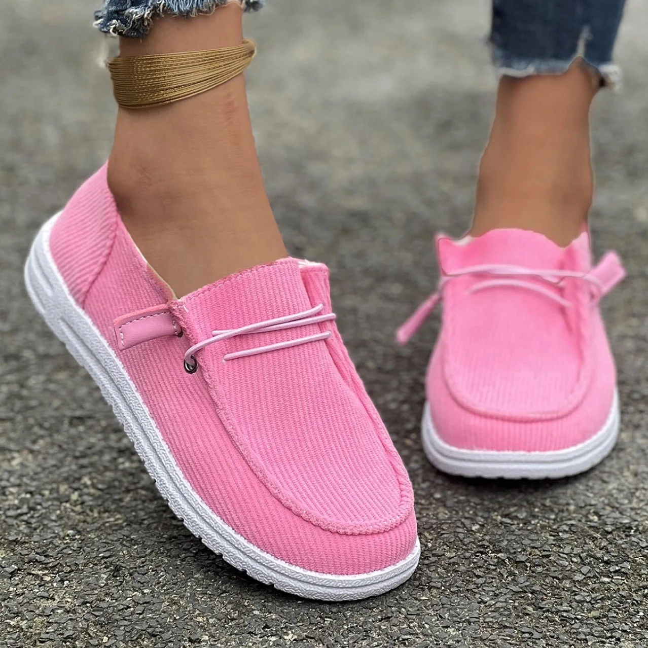 

New 2025 Summer Fashion Women Vulcanize Shoes Ladies Casual Flats Convenient Slip on Loafers Comfortable Outdoor Sports Sneakers