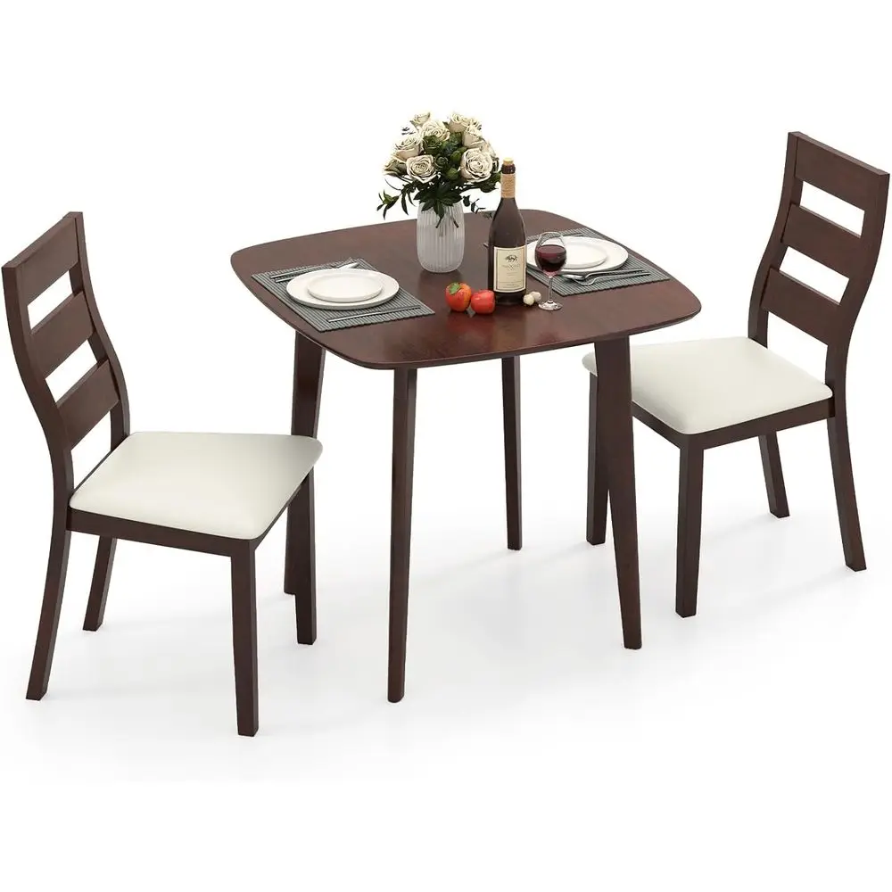 

Space-Saving Square Kitchen Table Set with 2 Padded Chairs for Compact Dining