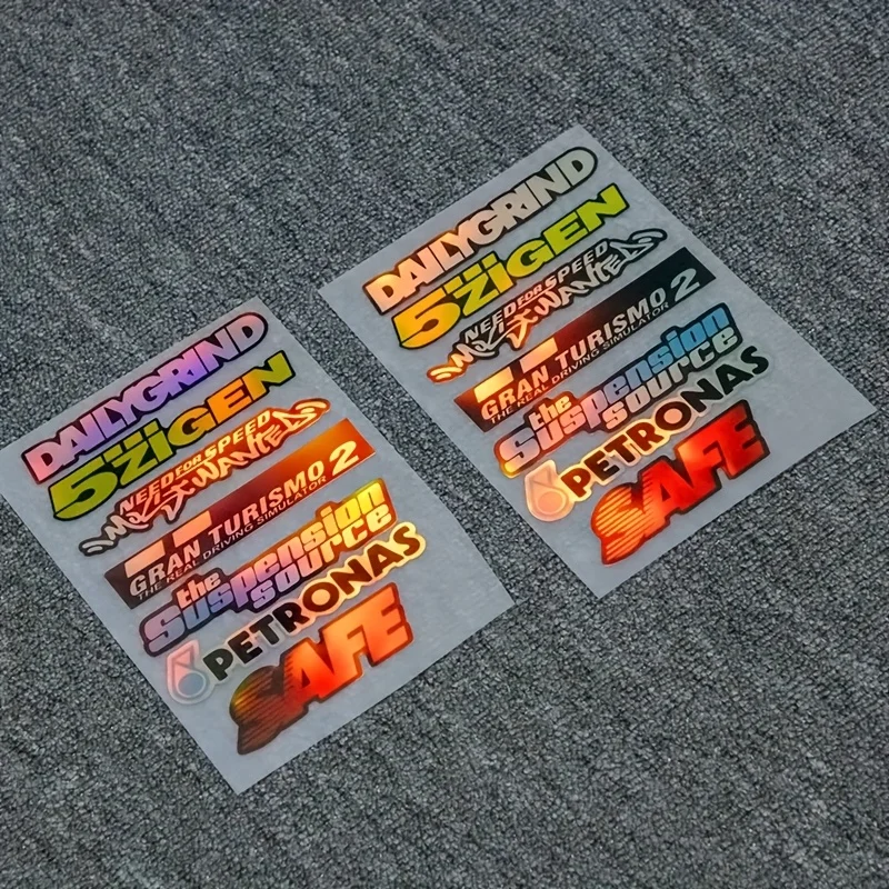 

Модная мультибрендовая наклейка для гоночного автомобиля, голографическая наклейка для автомобиля, идеально подходит для добавления настройки и игр в вашем автомобиле