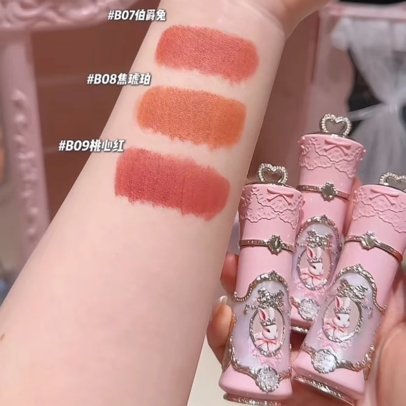 Flower Knows Bunny Garden Lip Cream Mud Thin Matte Soft Mist Velvet Liquid Lipstick Longlasting Lip Balm Makeup Cosmetics