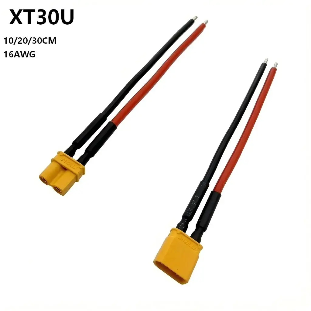 XT30U XT30 Plug Male and Female Connector with 10/20/30CM 16AWG Wire Cable for RC Quadcopter Fixed-Wing FPV Drone Lipo Charger