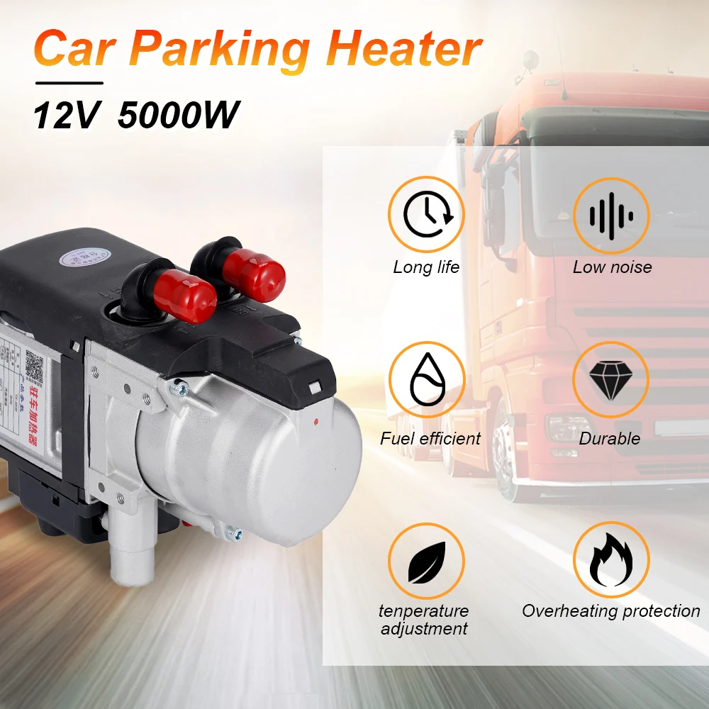 12V 5KW Air Heater Diesel Gasoline Dual Mode Universal Parking Heater Remote Control For Motor Trucks Fuel Liquid Heater