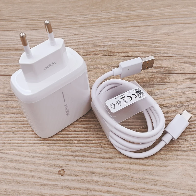 OPPO-cargador Super Vooc de 65W, adaptador de corriente de la UE, Cable Usb tipo C para OPPO R17 R11 Find X3 X2 Pro Reno 6 5 Pro Ace 2 Realme X50 Pro