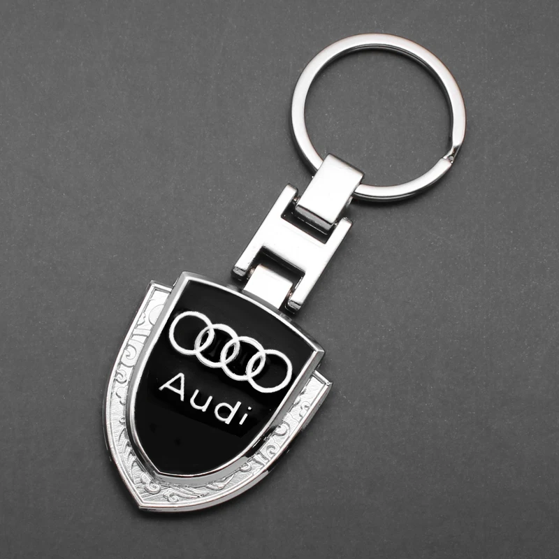 1pcs Car Key Chain Metal Logo Keyring Leather Keychain For Audi A6 A5 Q7 S4 S5 S7 A4 B9 A4L Q5 TT TTS RS 8S RS6 Sline Accessorie