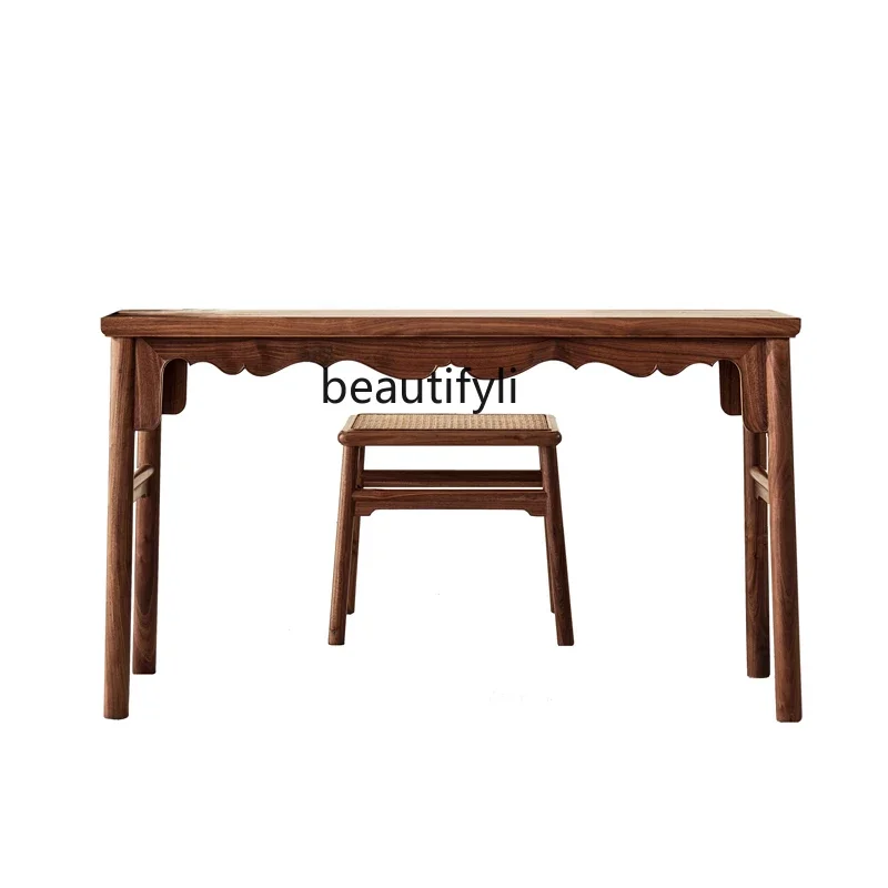 V New Chinese Ming Style Song Dynasty Chinese Zen Antique Original Design New Solid Wood Elm Special Guqin Desks and Chairs