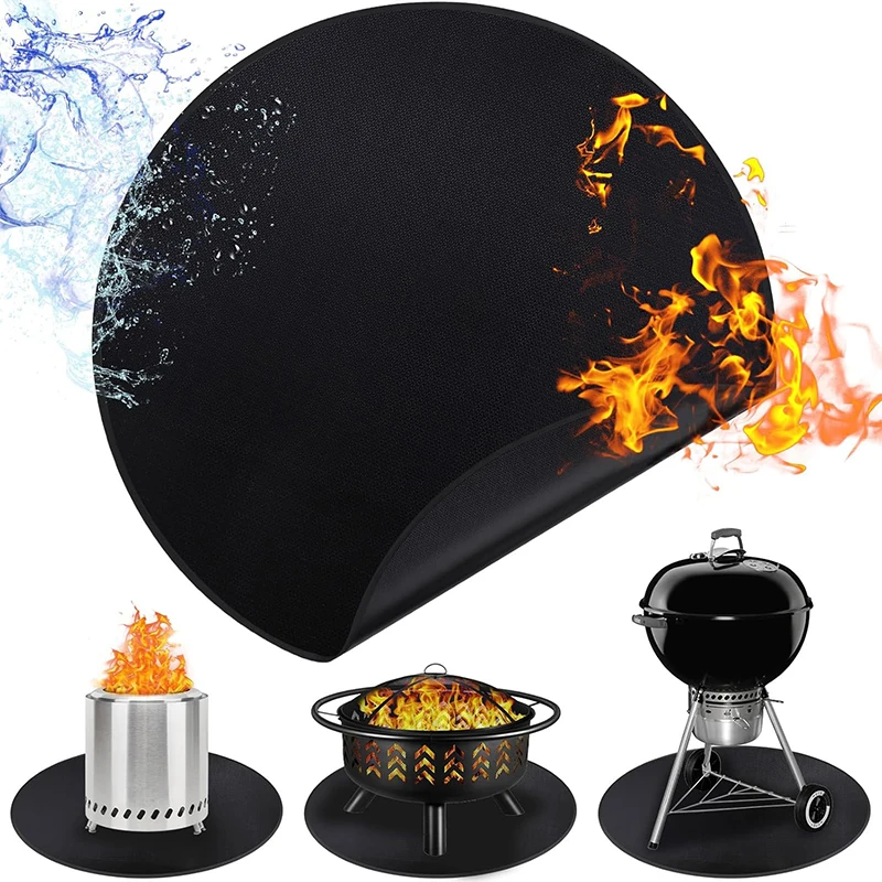 LMETJMA Fire Pit Mat Under Grill Mat Round Grill Mat Fireproof Under Grill Mat Oil-Proof Waterproof BBQ Pad for Deck JT334
