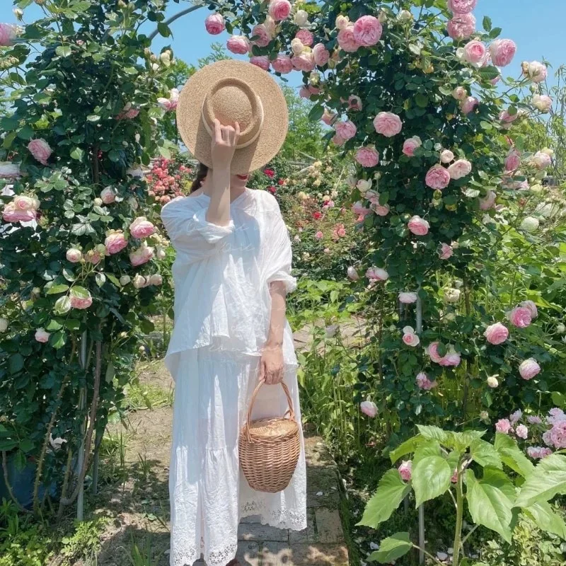 Borsa a mano in rattan intrecciata borsa a secchiello da picnic in campagna di moda borsa da spiaggia estiva per cesto della spesa