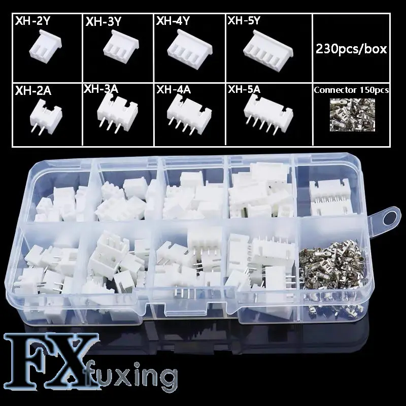 230 Pcs XH2.54 2p 3p 4p 5pin 2.54mm Pitch Terminal Male And Female Housing Kit Pin Connector Terminal Connector Kit