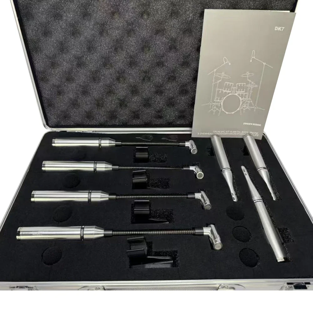 نظام مجموعة ميكروفون الطبل DK7 - مجموعة كاملة لـ Snare، Kick، Tom Drums، Cymbals، التسجيل الاحترافي والأداء المباشر