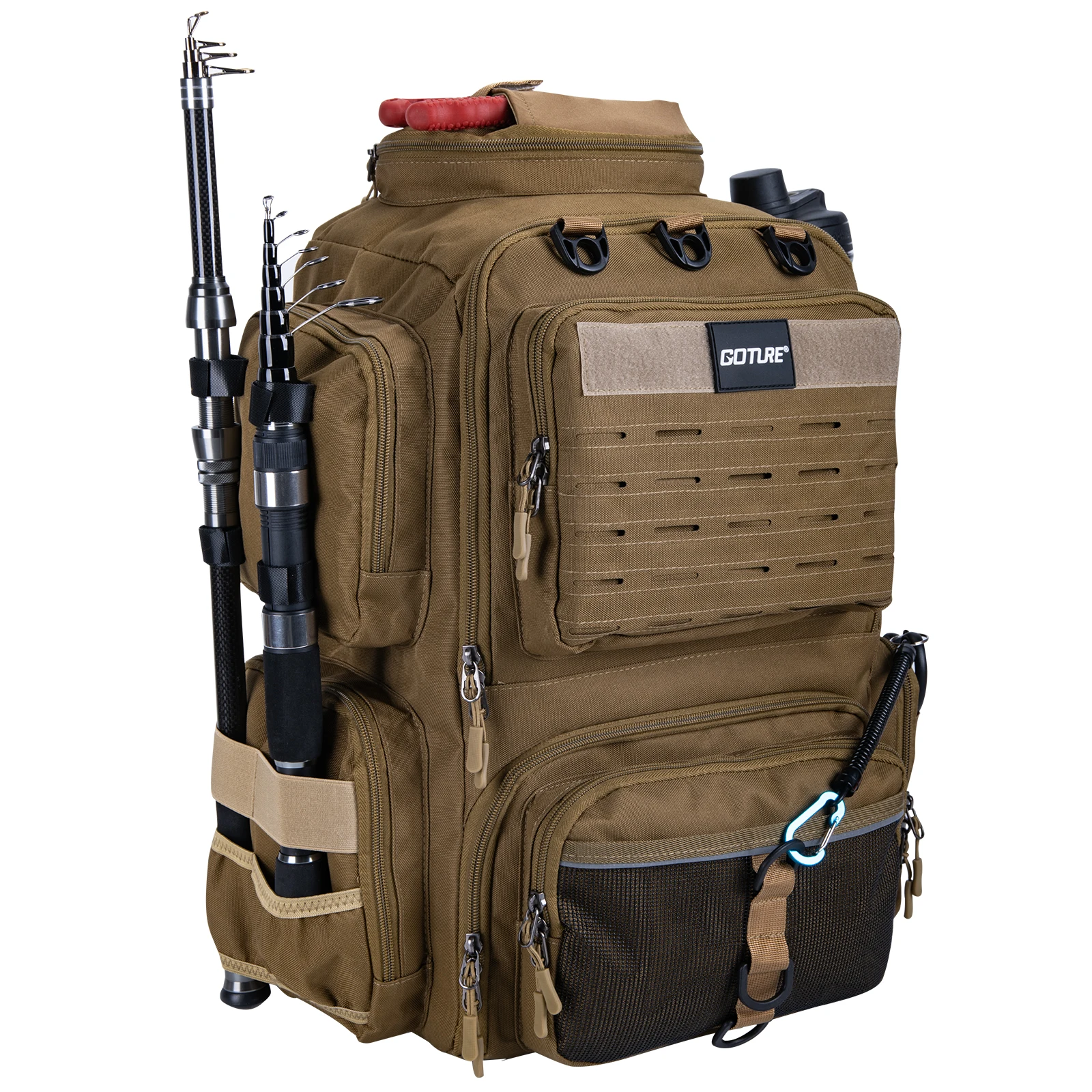 

Goture 45L Fishing Backpack 900D Water-Resistant Large Durable Fishing Bag with Rod Holders Fishing Gear Camping Hiking Outdoor
