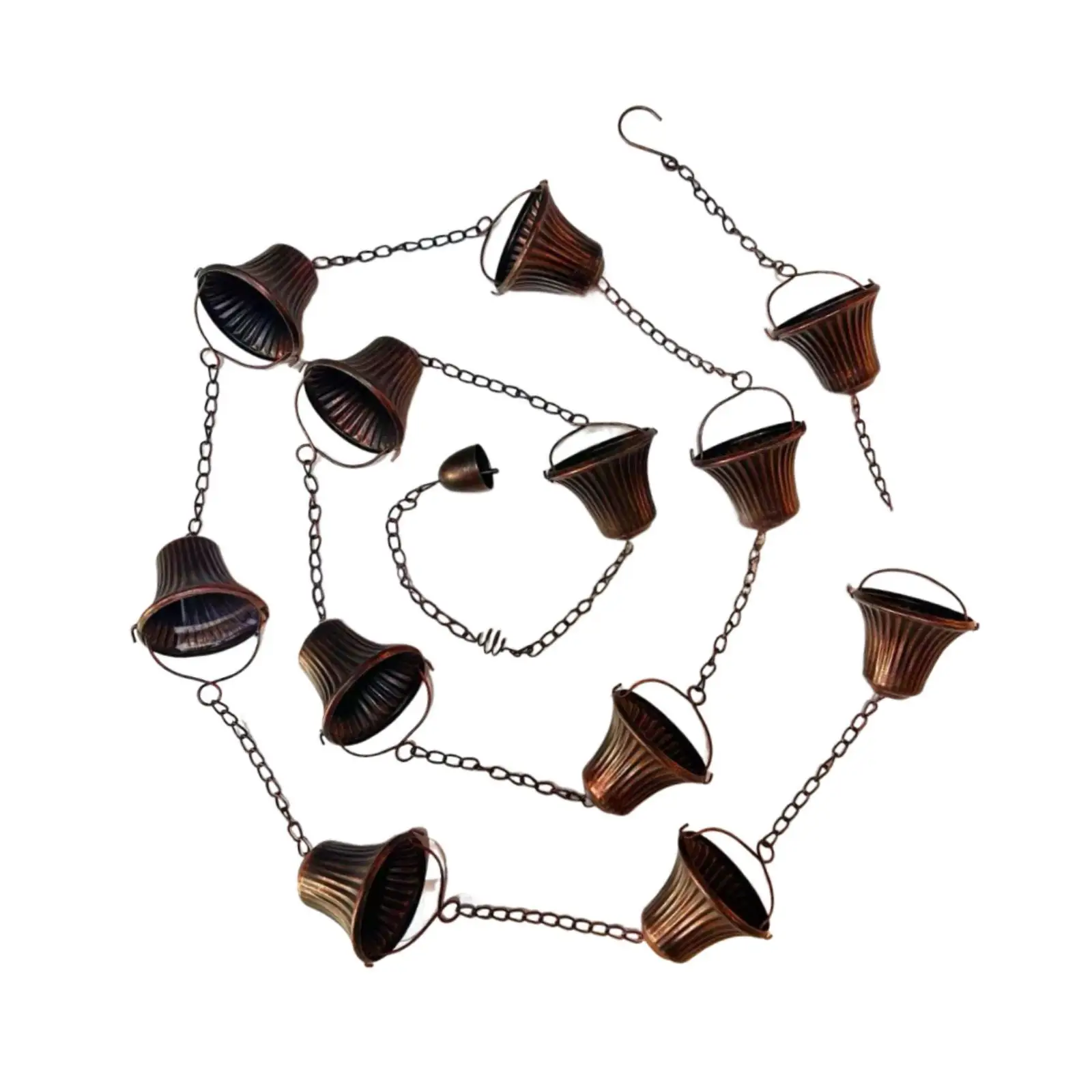 

Дождевые цепи для желобов с 12 чашками для карниза, дренажа, 12,5 футов, прочный металл для декоративного пута для дворовых навесов на открытом воздухе