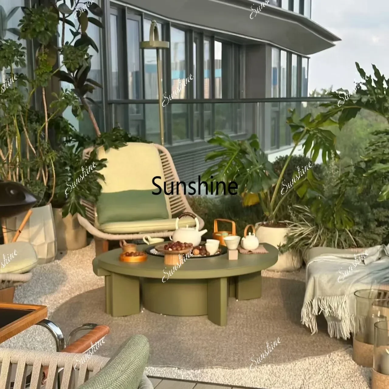 Courtyard Outdoor Leisure Single Garden Balcony Teak Back ChairT*