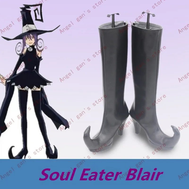 

Soul Eater Blair Cosplay Costume Shoes Black Handmade Faux Leather Halloween Party Boots