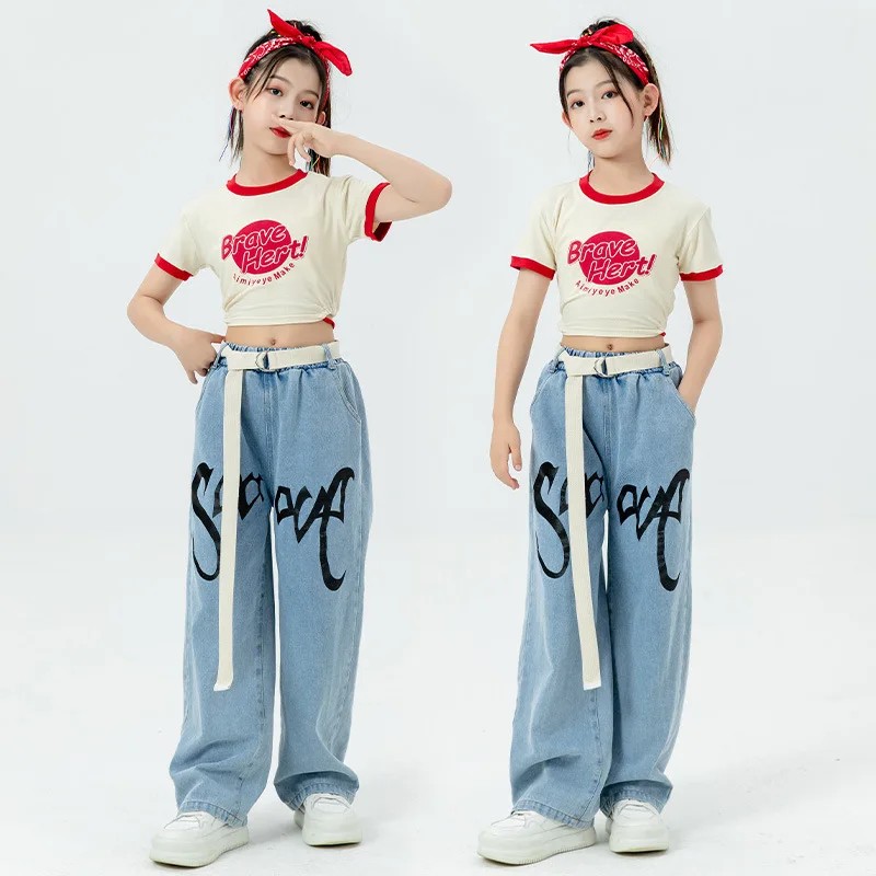 Jazz Dress Girls Midriff Set Girls Blast Street Practice Show Performance Clothes Children's Street Dance Costume