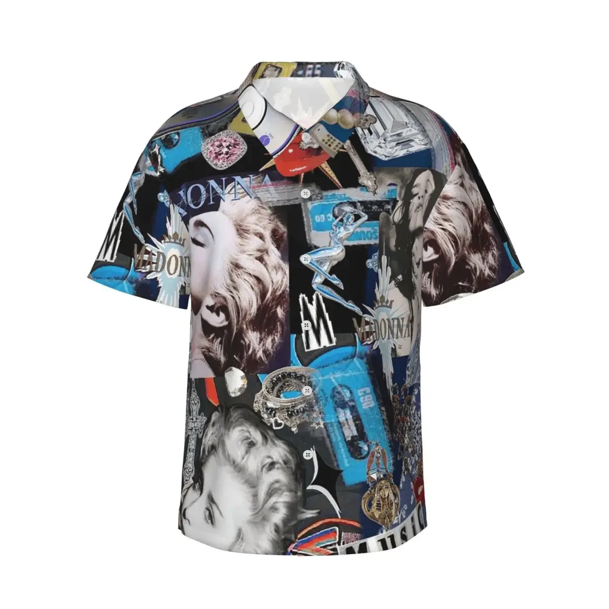 Camisas de Hombre Estilo Hawaiano de Manga Corta con Botones Divertidos para el Verano y la Playa, Marca Madonna