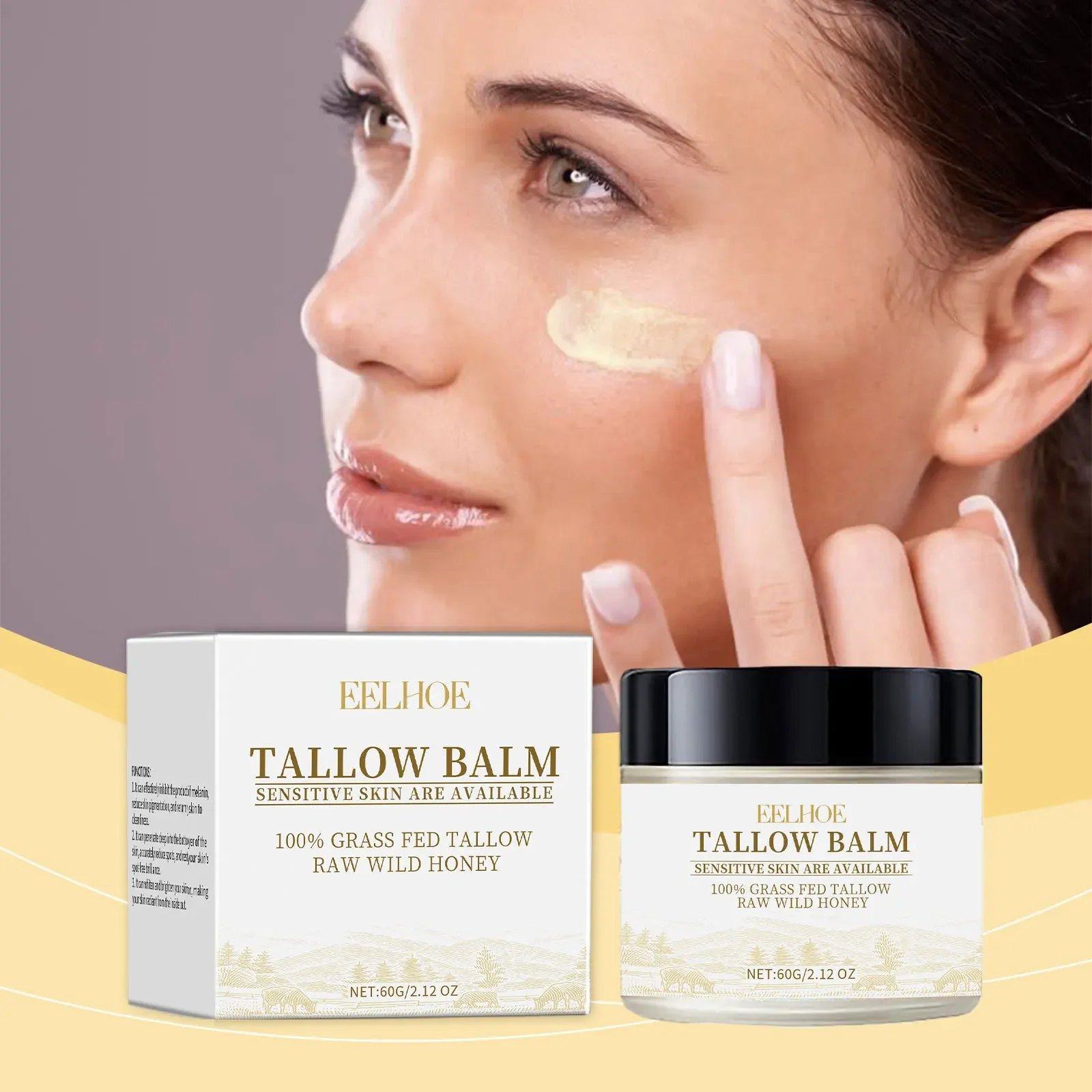 EELHOE Tallow Moisturizer Body Cream for Soft and Smooth Skin with Deep Moisturizing and Nourishing  Anti-aging and Skin Firming