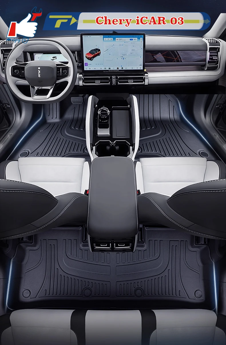 

Автомобильный коврик с левым рулем для Chery iCAR 03 2024, полностью окруженный коврик для ног, напольный коврик, водонепроницаемый коврик