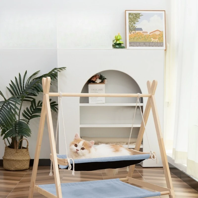 Cat Hammock Swing Double Cat Nest Villa Cradle Bed Pet Rocking Chair Cat Toy Self-Hi Swing