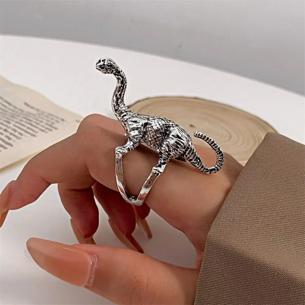 Exaggerated Metal Insect Beetle Dinosaur Ring for Women Men Unisex Punk Animal Ring Trendy Jewelry Gifts