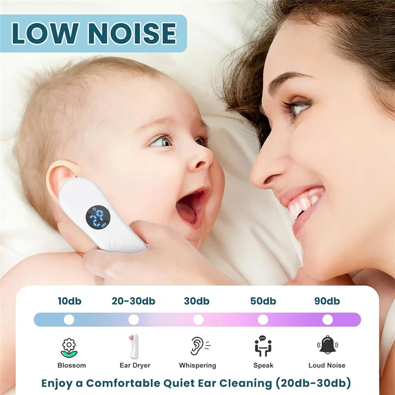 مجفف الأذن الإلكتروني القابل لإعادة الشحن A76G، للبالغين والأطفال، مزيل مياه الأذن، جهاز العناية بالأذن بالهواء الدافئ مع 3 نصائح بديلة