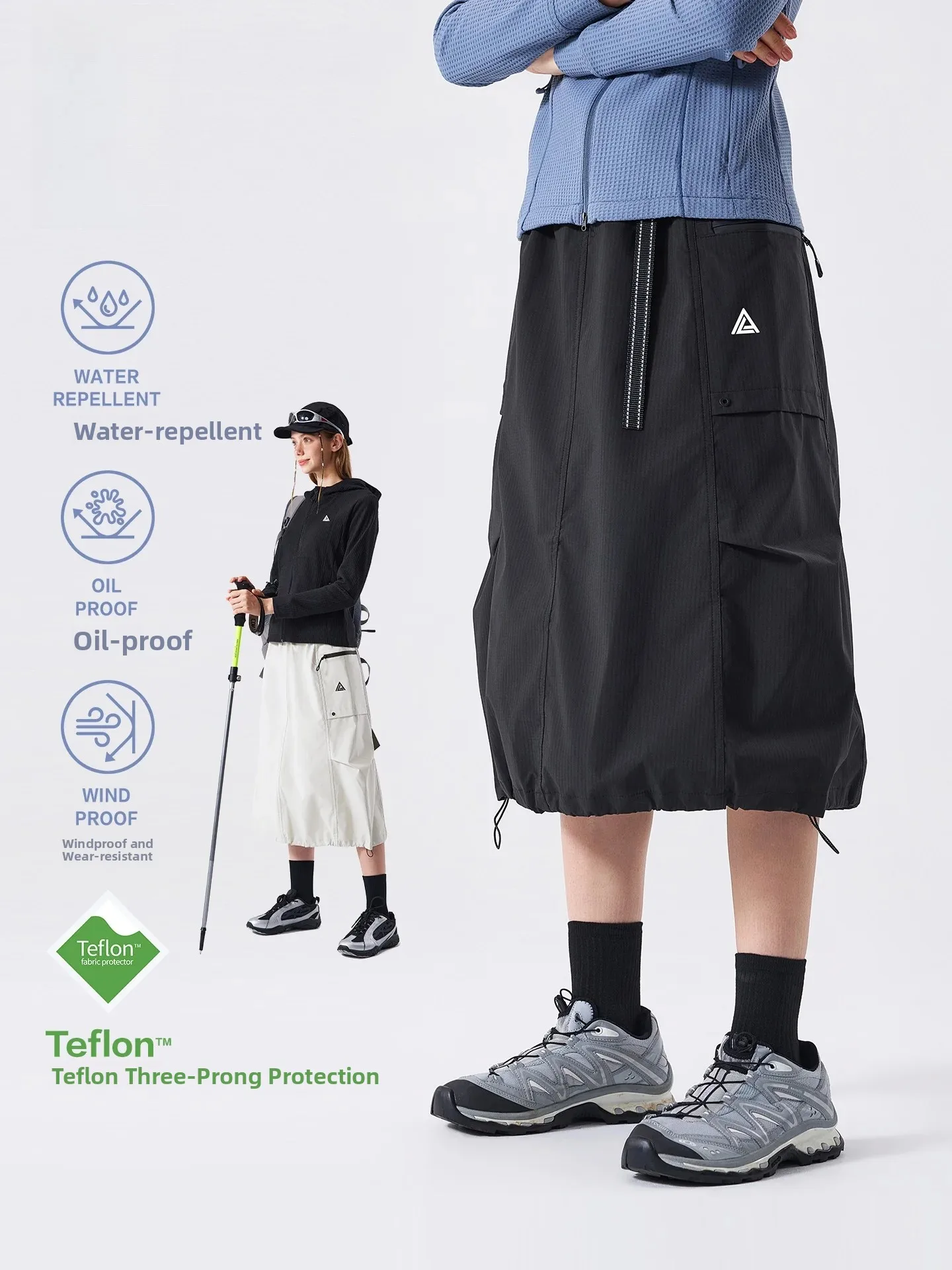 LAZY DAY TFLON Waterproof Functional Style Women's Hiking Sport Skirt Loose Fit Polyester Fiber Autumn Collection Short Pants