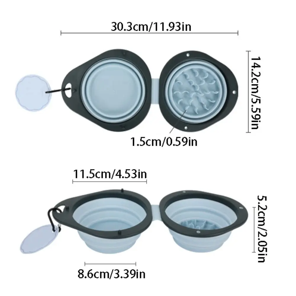 Portable Pet Folding Bowl Double Bowl Food Grade Collapsible Dog Dish Easy To Clean with Carabiner Puppy Food Container Outdoor view 5