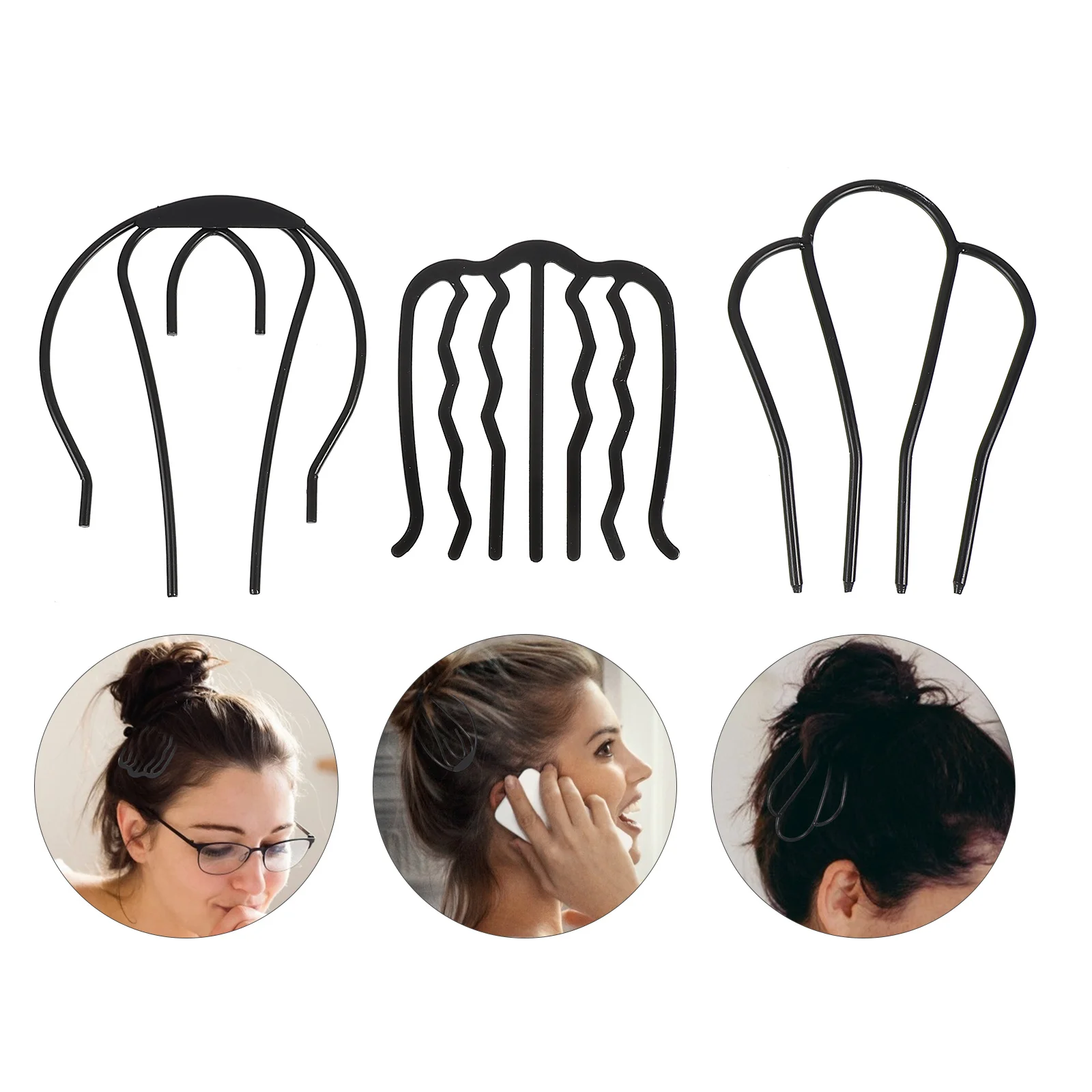 

3 Pcs Side Comb Hairpin Practical Clasp Clip Metal Barrette Barrettes U-shaped Decorate Ladies Women Gift