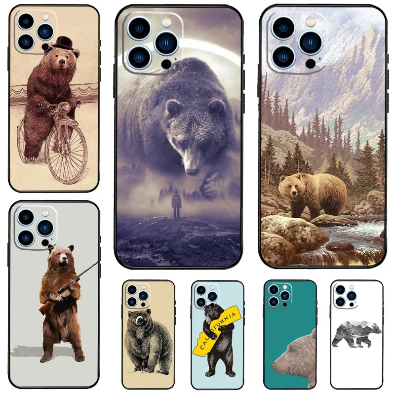 Cartoon Grizzly Bear Case For Samsung Galaxy S26 Ultra S20 S21 S23 S24 S25 Ultra S22 Plus S26 FE Back Cover Shell