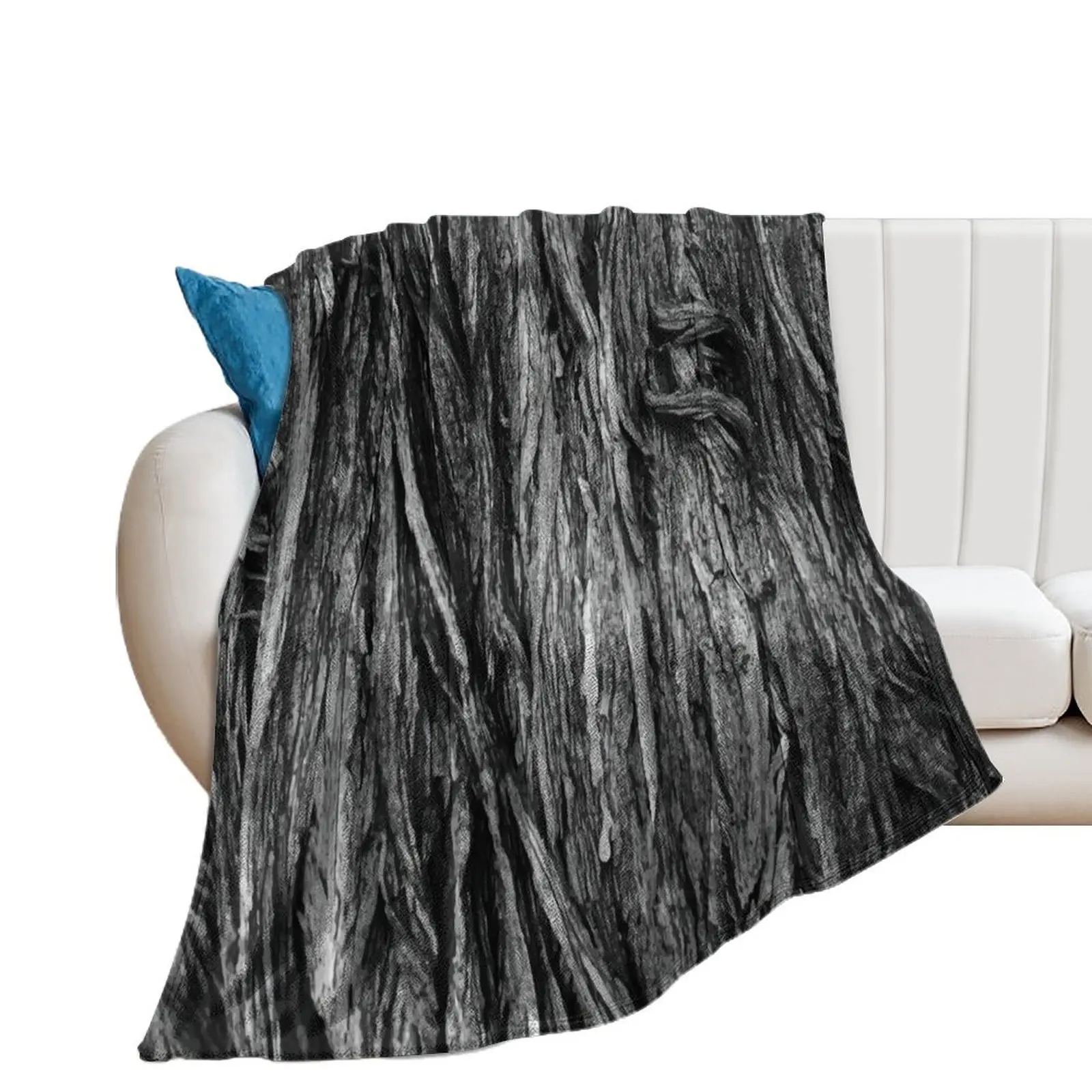 Cypress Pine Bark in Black and White Throw Blanket Sofa Throw Thins Soft Big decorative Blankets