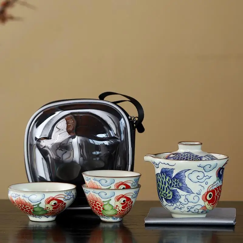 Upscale Tea Sets Ceramic Kung Fu Teaset Teacup Porcelain Service Gaiwan Tea Cups Mug of Tea Ceremony Teapot
